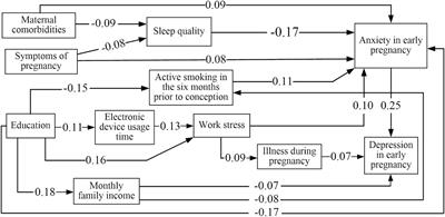 Path analysis of influencing factors for anxiety and depression among first-trimester pregnant women
